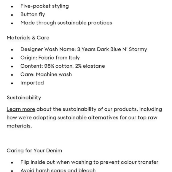 Aritzia Denim Forum The Yoko High Rise Slim Denim size  25 Vintage Wash Cotton - Picture 8 of 15